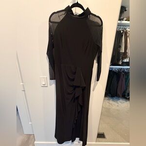 Laura Petite Black Long Sleeve Evening Dress